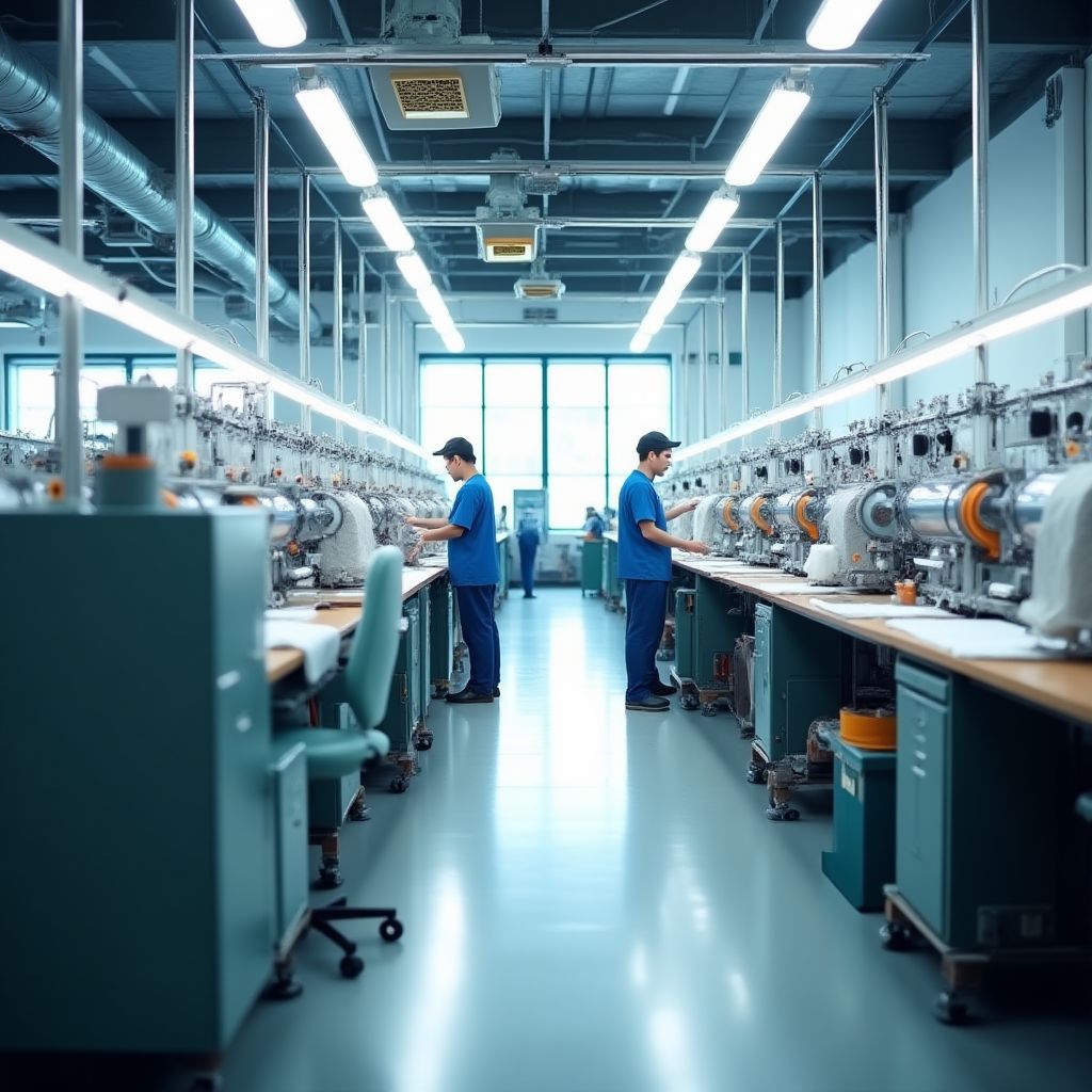 Fábrica textil moderna con maquinaria